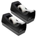 Desktop Tape Dispenser - Non-Skid Base - Weighted Tape Roll Dispenser - Perfect for Office Home School (Tape not Included) - (2-Pack)