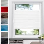 Window Blinds pleated blind, 45 x 130 cm No Drill Blinds Easy Fit Blind Light Filtering Shade Self Adhesive Blinds for Window Privacy Protection, White