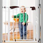 Safe-O-Kid® StairSentry Pure Metal Baby Safety Gate with 1 Year Manufacturer Warranty, (75-115 cm) Adjustable, 2 Way Auto Close, Barrier for Stairs, Door and Hallways, Barrier Fence-Brown