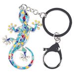 WEVENI Alloy Gecko Lizard Keychain Fashion Jewelry For Women Girls Car Wallet Bag Charms (Blue)