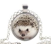 Silver Hedgehog Necklace Pendant, Cute Animal Photo Jewellery Gifts for Women