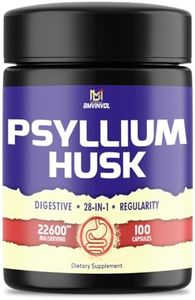 100 Capsules - Psyllium Husk Capsules 22600mg with Bladderwrack, Burdock, Ashwagandha & More - 28in1 Psyllium Supplement for Digestive Health & Body Management