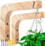 Oradrem 2 Pack Wooden Wall Hooks, Plant Hangers Indoor,6-Inch Wall Mounted Hanging Plant Hooks for Planters, Lanterns, Flower Bracket, Wind Chimes Burlywood Color