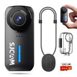 SJCAM C110 Plus Magnetic Mini Body Camera,4K 170° Fov|64GB Card Bodycam with Audio & Video Recording, 6-axis Stabilisation,8x Zoom,30M Waterproof Pocket Action Cam Vlogging Camera,f/1.8 POV Cam,Black