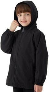 EIGIOO Boys Girls Windbreaker Hooded Jackets Lightweight Packable Jacket Toddler Rain Coats Inky Black 3 Years
