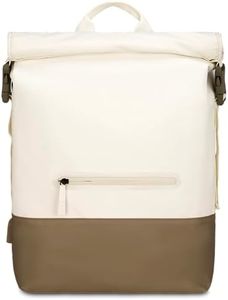 BIEN Copenhagen Smart Rolltop Backpack - 22L Volume, Laptop Compartment, USB Port, Weight: 0.90 kg, Ergonomic Straps, Chest Strap, Luggage Strap, Security Bag (White), White, Medium