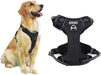 Pattepoint Dog Harness for Easy Walking, Adjustable Breathable Comfort Durable Pet Vest with Handle, No Pull Padded Escape Proof Reflective Dog Harness for Medium and Large Dogs Black - M