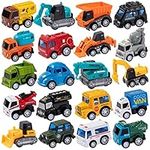 20 Piece Die-Cast Pull Back City Cars and Trucks Toy Vehicles Set,Mini Friction Powered Alloy Metal Car Toy Playset Party Favor for Toddler Boy Girl