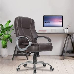 Green Soul® Vienna Premium Leatherette Office Chair, Mid Back Ergonomic Home Office Executive Chair with Spacious Cushion Seat & Heavy Duty Metal Base (Brown)