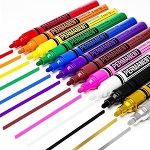 ARTISTRO 12 Oil-Based Permanent Paint Markers - Assorted Sets of Fine and Medium Tip Markers for Wood, Rock, Fabric, Glass, Ceramic, Metal, Plastic, and More - Quick Dry, Waterproof, Permanent