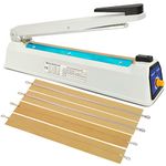 Impulse Sealer 12 Inch 5mm Sealing Heat Sealer for Plastic Bags, Iron Metal Shell, Mylar Bag Sealer, Manual Poly Bag Hot Seal Machine, 4 Repair Kit(2 Cutting Lines Included)