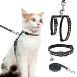 PAWCHIE Cat Harness with Leash and Collar Set - Escape Proof Adjustable Cat Harness Glow in The Dark for Kitty Outdoor Walking