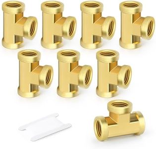 GASHER 8Pcs Brass Tee Fitting, 3/8" x 3/8" x 3/8" NPT Female Pipe Fittings