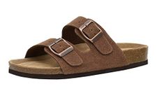 Cushionaire Women's Lane Cork Footbed Sandal With +Comfort, Brown Vegan Suede, 8.5