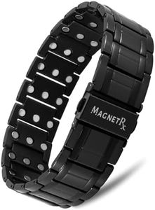 MagnetRX® 3X Strength Titanium Magnetic Bracelet – Magnetic Bracelets for Men – Premium Fold-Over Clasp and Adjustable Length with Sizing Tool (Black)