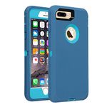 smartelf Case for iPhone 7 Plus/8 Plus Heavy Duty With Built-in Screen Protector Shockproof Dust Drop Proof Protective Cover Hard Shell for Apple iPhone 7+/8+ 5.5 inch (Light Blue)