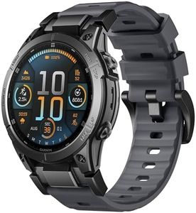 Bandletic Compatible with Garmin Instinct Watch Bands - Stainless Steel Silicone Rugged Strap Quick Fit 22mm Watch Band for Fenix E/8/7/6/5/Forerunner 965/955/945/935/745/Epix 2/Approach S70/S62/S60