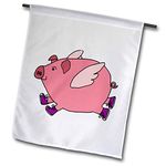 3dRose fl_196225_1 Funny Flying Pig in Purple Sneakers Garden Flag, 12 by 18-Inch