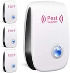 4 Pack Ultrasonic Pest Repeller Plug In – Mice Repellent & Insect Repellent Plug In, Indoor Pest Control for Mouse, Spider, Cockroach & Fly, Pet & Child Friendly for UK Homes （White）