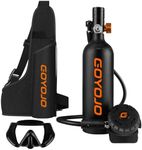 GOYOJO 1L Mini Scuba Tank with Mask – DOT Certified Portable Diving Air Tank, 3000 PSI Max Pressure, Pony Bottle Underwater Breathing Device for Snorkeling & Scuba Diving (Black)