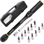 Uharbour Torque Wrench Bicycle 1-25 Nm, 1/4 Torque Wrench Set with Bits and Extension Rod for Bicycle, ±3% All Calibrated with Unique Serial Number