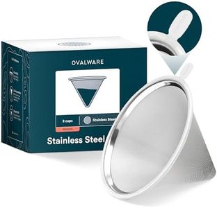 OVALWARE UPGRADED Paperless Stainless Steel Pour Over Coffee Filter – Reusable Permanent Coffee Cone Dripper with Silicone Safety Tab for Easy Removal, Fits Ovalware, Chemex, Hario & Other Carafes