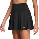 BALEAF Women's Pleated Tennis Skirt Skorts for Woman Golf Skirts with Pockets Athletic Running Workout Sports, Black, Small