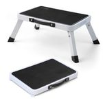 LIEKUMM Step Stool, Portable One Step Ladder, Foldable Work Step Platform with Non-Slip Rubber Feet, Work Platform for Motohome, Garage, Kitchen, Office, Pets150KG Capacity, White