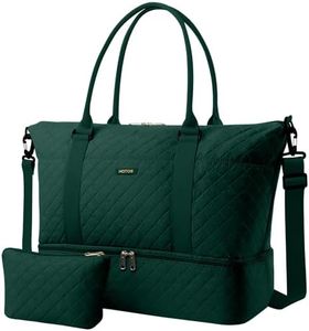 HOTOR Travel Duffel Bag - Weekender Bags for Women, Gym Tote Bags with Shoe Compartment, Carry On Overnight Bag with Toiletry Bag for Travel Essentials Travel Accessories, Dark Green, 15.8"×18.1"×8.7"