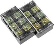Sourcingmap 2 Pcs 3 Positions Dual Rows 600V 45A Cable Barrier Block Terminal Strip TB-4503L