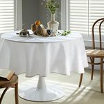 Mysky Home Round Tablecloth 60" Inch White Tablecloth Washable Polyester Round Table Cloth for for Circular Table Cover, Buffet Table, Parties, Holiday Dinner, Wedding