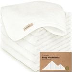 6-Pack Organic Baby Washcloths - Soft Viscose from Bamboo Washcloth, Baby Wash Cloths, Baby Wash Cloth for Newborn, Kids, Bath Baby Towels, Face Towel, Face Cloths for Washing Face (White)