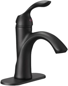 Black Bathroom Sink Faucet Single Handle Bath Stream Lavatory Vanity One Hole Lever Basin Mixer Tap Deck Mount Low-Arc Long Spout Commercial Supply Hose by Homevacious