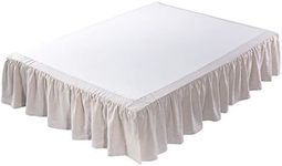 meadow park Washed Linen bedskirt, King Size 78" W x 80" L, Drop 16", Super Soft Ruffle, Natural Linen Color