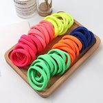 Saavi Beauty Products Seamless Thick Cotton Hair Rubber Bands, Durable Elastic Ties, Ponytail Holders, Hair Accessories for Women and Girls - Neon Color (Pack of 30 Pcs)