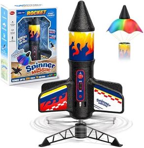 ROHSCE Rocket Launcher for Kids, Electric Flying Rocket Toy Launches Up to 250FT with Parachute Landing & LED Light, Rechargeable Outdoor STEM Toy for Backyard Play for Boys & Girls