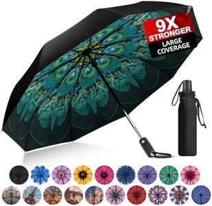 Trenovo Travel Umbrella for Rain - 2023 Pro-Series Compact Umbrella, Small Umbrella for Backpack, Portable, Lightweight, Windproof, Heavy Duty, Automatic Folding Umbrella, Peacock