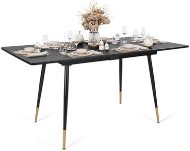 MEUBLE COSY Tavolo da Pranzo Allungabile Cucina Tavolino da Soggiorno per 4-6 Persone, Stile Industriale, Struttura in Metallo, Nero e Oro, 120-160x80x75cm