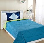 Amazon Brand - Solimo Microfiber Reversible Comforter, Single (Aqua Blue and Olive Green, 300 GSM)