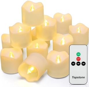 Topstone Remote Controlled Led Tea Lights,Flameless Candles with Timer,CR2450 Battery Powered Candles, Electric Votive Candle,for Festival Decoration and Wedding,Pack of 12