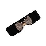 TOPPROSPER Women Belt Casual Belt For Dress Skirt Waist rhinestone Ladies Designer Waistband belt stretchable belt for women jeans (Free Size, Black)