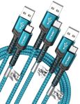 JSAUX USB-C Cable 3.1A Fast Charging, 3-Pack (1M+2M+3M) USB to USB C Charger Cord Compatible with iPhone 16/Pro/Max/Plus 15 Series, Samsung Galaxy S24 S23 S22 S9 S8, PS5 Controller, LG One Plus-Green