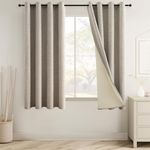 Topfinel 100% Blackout Curtains Faux Linen Thermal Insulated Curtains, Modern Neutral Decor Eyelet Curtains for Bedroom Living Room W46 x L54 Inch Tan 2 Panels