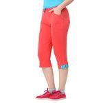 OCEAN RACE Girls Cotton Capri With Packet-CORAL-10 Years - 11 Years