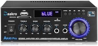 AK45 Pro Home Audio Amplifier Receivers with Bluetooth 5.0-2 Channel 30W Power Home Theater Stereo with USB, SD, FM, 2 Mic in,Stereo Audio Amplifier Receivers for Studio,Home,Karaoke