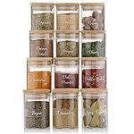 SPICE JARS with lids and labels. Glass storage jars 12x150ml SMALL glass jars with lids Mrs Hinch products spice jar labels Herbs and spices glass storage jars with lids Airtight kitchen organisation