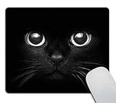 Wasach Black Cat Gaming Mouse Pad Custom, Black Cat With White Eye Looking Design Non-Slip Rubber Mouse Pad for Computers Desktops, PC, Laptop