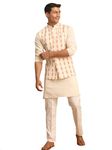 Shvaas By Vastramay Men's Cream Cotton Jacket, Kurta and Pyjama Set-AA124_VSHVMJ201nMMK005CRnPANT006CR_42