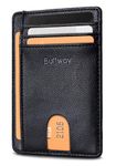 Buffway Slim Minimalist Front Pocket RFID Blocking Leather Wallets for Men Women - Lichee Black