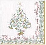 Caspari Christmas Calligraphy Paper Cocktail Napkins - Two Packs of 20